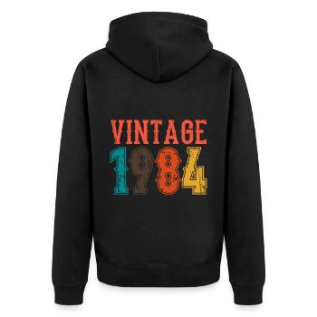 Anniversaire Papa Vintage 1984 - Veste à capuche bio Premium Unisexe - noir - Dos - Nico (187cm)