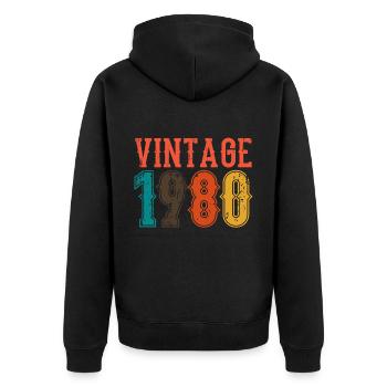 Geburtstag Papa Vintage 1980 - Unisex Premium Bio Zip Hoodie - Schwarz - Hinten - Nico (187cm)