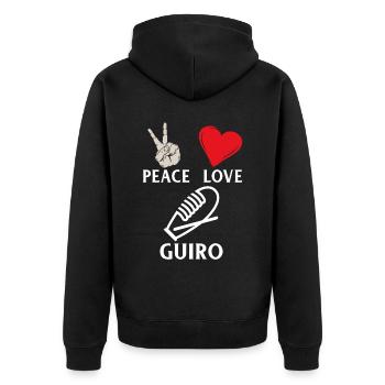 Peace Love Guiro Music Instrument - Unisex Premium Bio Zip Hoodie - Schwarz - Hinten - Nico (187cm)