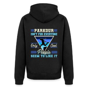 Parkour Freerunning Traceur - Unisex Premium Bio Zip Hoodie - Schwarz - Hinten - Nico (187cm)