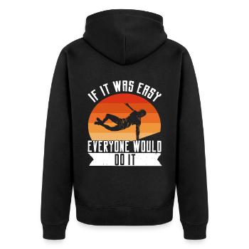 Parkour Freerunning Traceur - Unisex Premium Bio Zip Hoodie - Schwarz - Hinten - Nico (187cm)