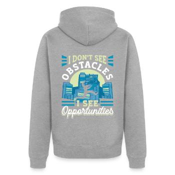 Parkour Freerunning Traceur - Unisex Premium Bio Zip Hoodie - Grau meliert - Hinten - Nico (187cm)