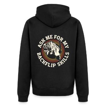 Parkour Freerunning Traceur - Unisex Premium Bio Zip Hoodie - Schwarz - Hinten - Nico (187cm)