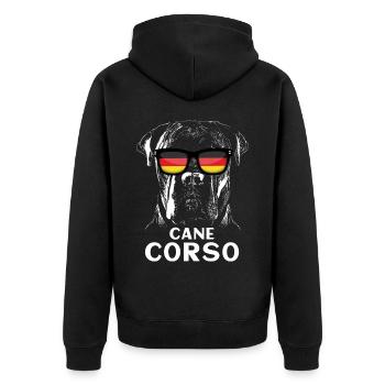 Cane Corso Germany - Unisex Premium Organic Zip Hoodie - black - Back - Nico (187cm)