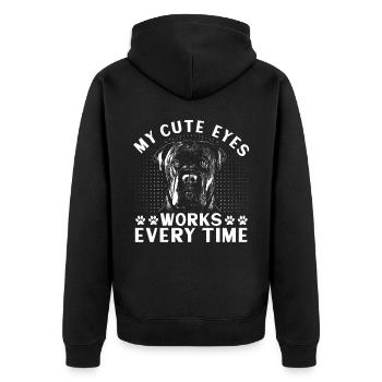 My Cute Eyes Works Every Time Cane Corso - Unisex Premium Organic Zip Hoodie - black - Back - Nico (187cm)