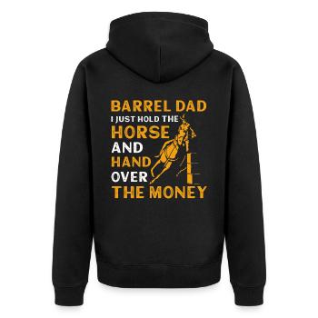 Barrel Racer Dad - Unisex Premium Bio Zip Hoodie - Schwarz - Hinten - Nico (187cm)