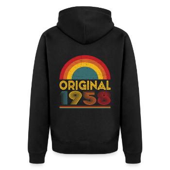 Vintage Original 1958 Gift 64th Birthday - Unisex Premium Organic Zip Hoodie - black - Back - Nico (187cm)