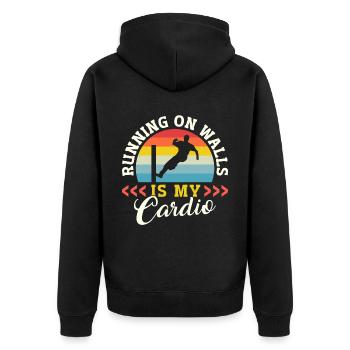 Parkour Freerunning Traceur - Unisex Premium Bio Zip Hoodie - Schwarz - Hinten - Nico (187cm)