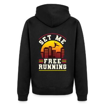 Parkour Freerunning Traceur - Unisex Premium Bio Zip Hoodie - Schwarz - Hinten - Nico (187cm)