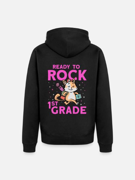 Ready To Rock 1st Grade - Unisex Premium Organic Zip Hoodie - black