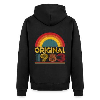 Vintage Original 1983 Cadeau pour votre 39ème anniversaire - Veste à capuche bio Premium Unisexe - noir - Dos - Nico (187cm)