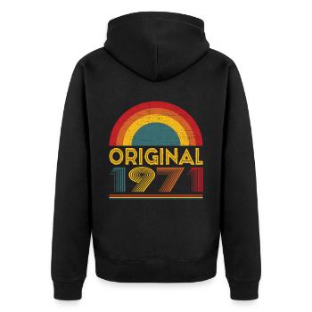 Vintage Original 1971 Cadeau 51ème Anniversaire - Veste à capuche bio Premium Unisexe - noir - Dos - Nico (187cm)