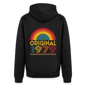 Vintage Original 1979 Cadeau pour 43ème anniversaire - Veste à capuche bio Premium Unisexe - noir - Dos - Nico (187cm)