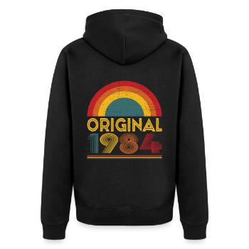 Vintage Original 1984 Gift for 38th Birthday - Unisex Premium Organic Zip Hoodie - black - Back - Nico (187cm)