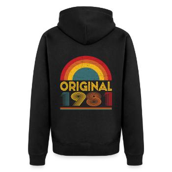 Vintage Original 1981 Cadeau 41ème Anniversaire - Veste à capuche bio Premium Unisexe - noir - Dos - Nico (187cm)