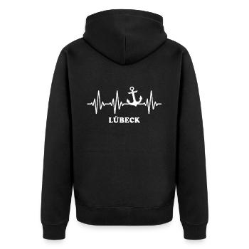 Lübeck ECG Souvenir Mer Baltique Lübeck - Veste à capuche bio Premium Unisexe - noir - Dos - Nico (187cm)