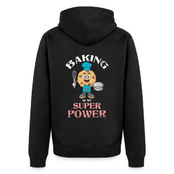 Baking is my superpower for baking or baking - Unisex Premium Organic Zip Hoodie - black - Back - Nico (187cm)