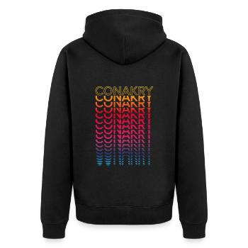Retro Nostalgic City - Rainbow Conakry - Unisex Premium Organic Zip Hoodie - black - Back - Nico (187cm)