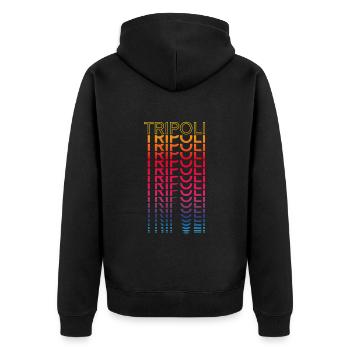 Retro Nostalgic City - Rainbow Tripoli - Unisex Premium Organic Zip Hoodie - black - Back - Nico (187cm)