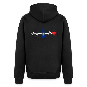 New Hampshire herzschlag geschenk - Unisex Premium Bio Zip Hoodie - Schwarz - Hinten - Nico (187cm)