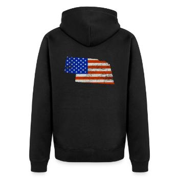 Nebraska Home Usa-flaggen-geschenk - Unisex Premium Bio Zip Hoodie - Schwarz - Hinten - Nico (187cm)