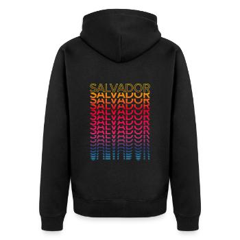 Retro Nostalgic City - Rainbow Salvador - Unisex Premium Organic Zip Hoodie - black - Back - Nico (187cm)
