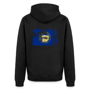 Reisendes Nebraska geschenk - Unisex Premium Bio Zip Hoodie - Schwarz - Hinten - Nico (187cm)