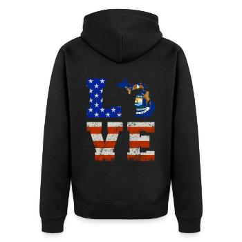 Liebe Michigan Us flaggengeschenk - Unisex Premium Bio Zip Hoodie - Schwarz - Hinten - Nico (187cm)