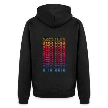 Retro Nostalgic City - Rainbow Sao Luis - Unisex Premium Organic Zip Hoodie - black - Back - Nico (187cm)