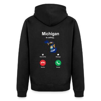 Reisendes Michigan geschenk - Unisex Premium Bio Zip Hoodie - Schwarz - Hinten - Nico (187cm)