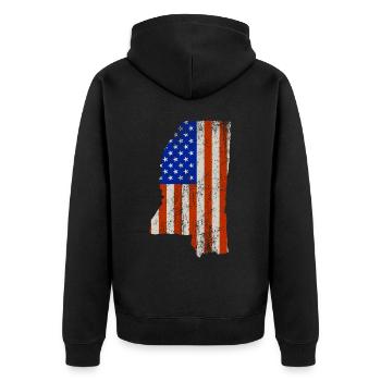 Mississippi Home Usa flaggen geschenk - Unisex Premium Bio Zip Hoodie - Schwarz - Hinten - Nico (187cm)