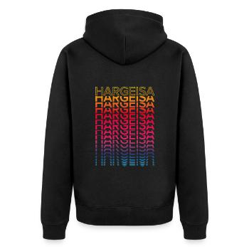 Retro Nostalgic City - Rainbow Hargeisa - Unisex Premium Organic Zip Hoodie - black - Back - Nico (187cm)