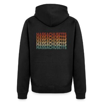 Besuch In Massachusetts Geschenk - Unisex Premium Bio Zip Hoodie - Schwarz - Hinten - Nico (187cm)