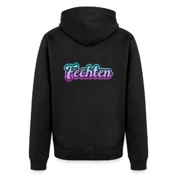 Fechten - Unisex Premium Bio Zip Hoodie - Schwarz - Hinten - Nico (187cm)