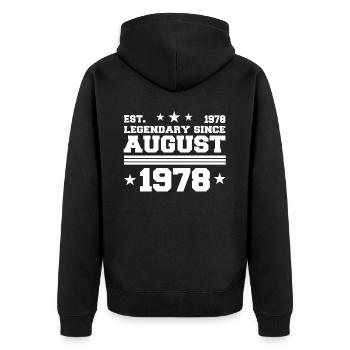 44e anniversaire Naissance en août 1978 Idée cadeau - Veste à capuche bio Premium Unisexe - noir - Dos - Nico (187cm)