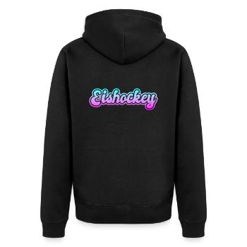 Eishockey - Unisex Premium Bio Zip Hoodie - Schwarz - Hinten - Nico (187cm)