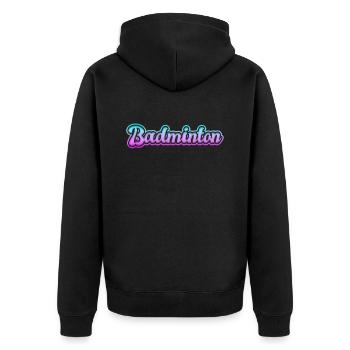 badminton - Unisex Premium Bio Zip Hoodie - Schwarz - Hinten - Nico (187cm)