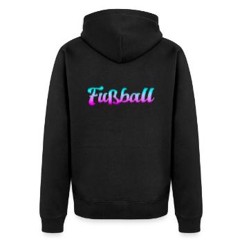 Fußball - Unisex Premium Bio Zip Hoodie - Schwarz - Hinten - Nico (187cm)