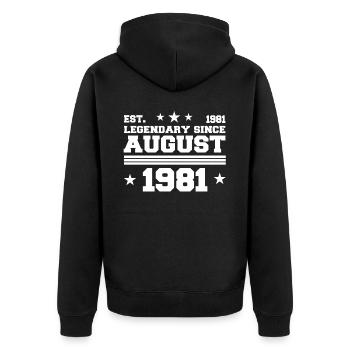 41ème anniversaire Août né 1981 Idée cadeau - Veste à capuche bio Premium Unisexe - noir - Dos - Nico (187cm)