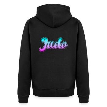 Judo - Unisex Premium Organic Zip Hoodie - black - Back - Nico (187cm)
