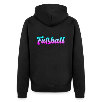 Fußball - Unisex Premium Bio Zip Hoodie - Schwarz - Hinten - Nico (187cm)