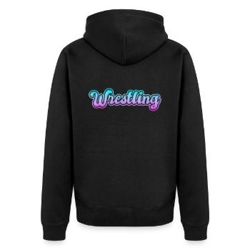 Wrestling - Unisex Premium Bio Zip Hoodie - Schwarz - Hinten - Nico (187cm)