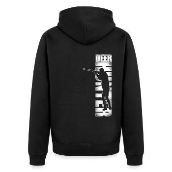 Buck Deer Hunting Hunter Vintage - Unisex Premium Organic Zip Hoodie - black - Back - Nico (187cm)