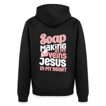 Fabrication de savon Fabrication de jésus Foi - Veste à capuche bio Premium Unisexe - noir - Dos - Nico (187cm)