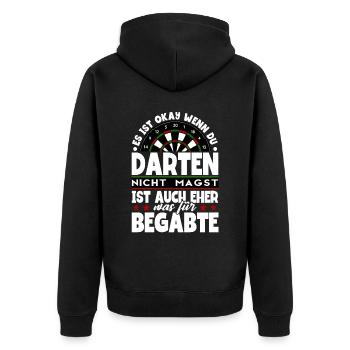 Darts Dartspieler - Unisex Premium Bio Zip Hoodie - Schwarz - Hinten - Nico (187cm)