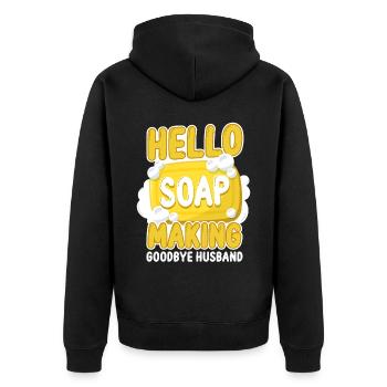 Soap Making Crafting Hello Soap - Unisex Premium Bio Zip Hoodie - Schwarz - Hinten - Nico (187cm)