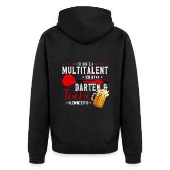 Darts Dartspieler - Unisex Premium Bio Zip Hoodie - Schwarz - Hinten - Nico (187cm)