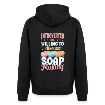 Soap Making Crafting Introverted - Unisex Premium Bio Zip Hoodie - Schwarz - Hinten - Nico (187cm)