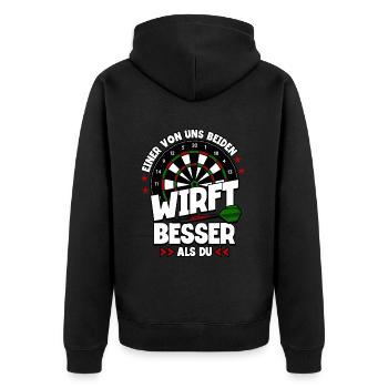 Darts Dartspieler - Unisex Premium Bio Zip Hoodie - Schwarz - Hinten - Nico (187cm)