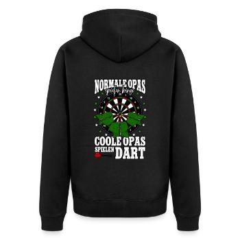 Dart Opa Darts Dartspieler - Unisex Premium Bio Zip Hoodie - Schwarz - Hinten - Nico (187cm)